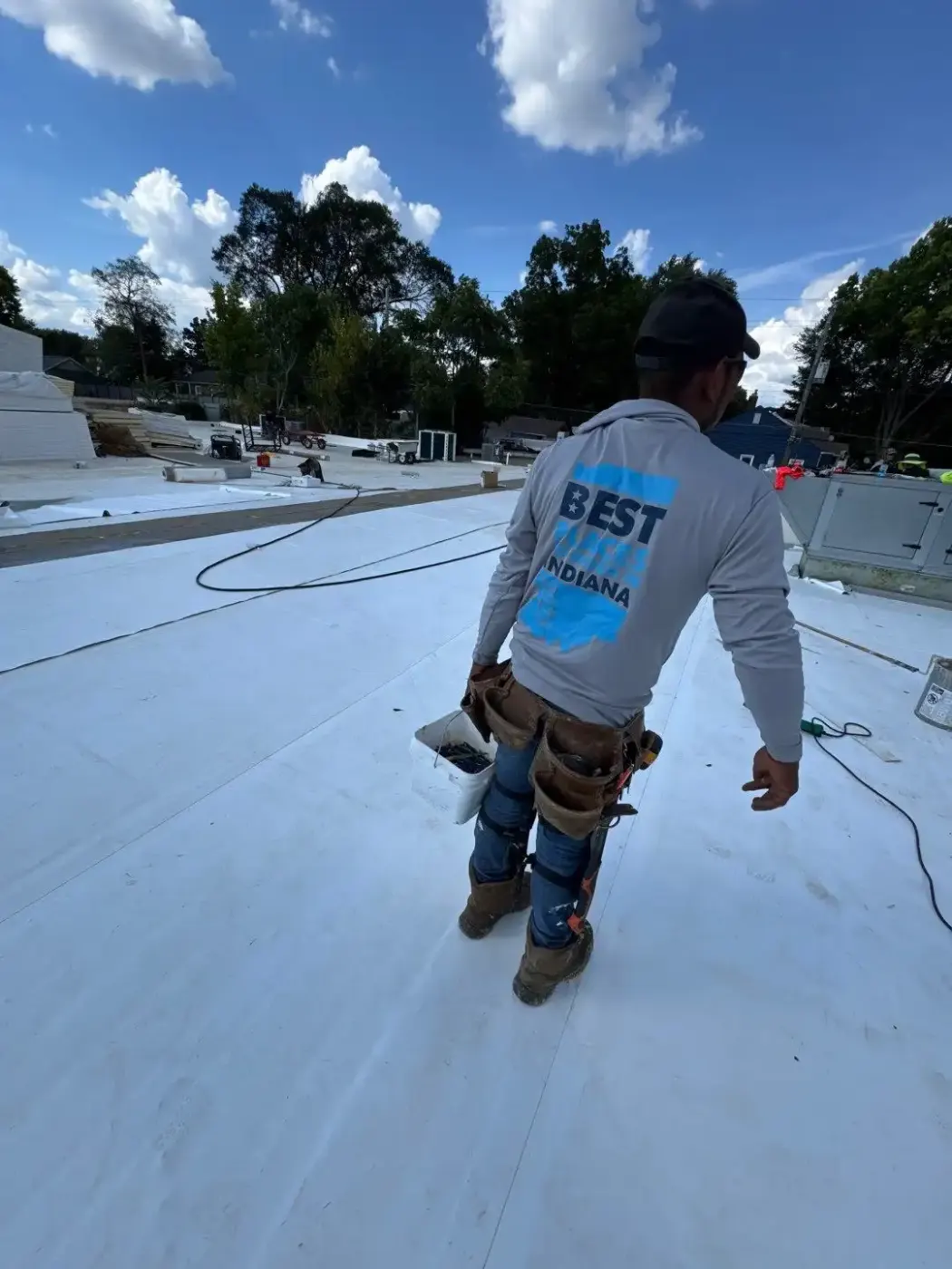 Tarping and dry-in on a Jeffersonville commercial roof